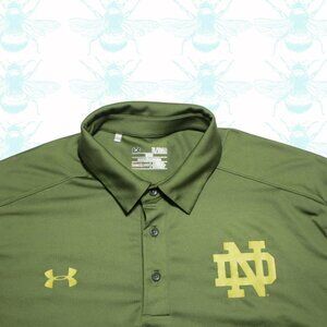 Under Armour Army Green Notre Dame Logo Stretch Golf Polo Men's Size - XL
